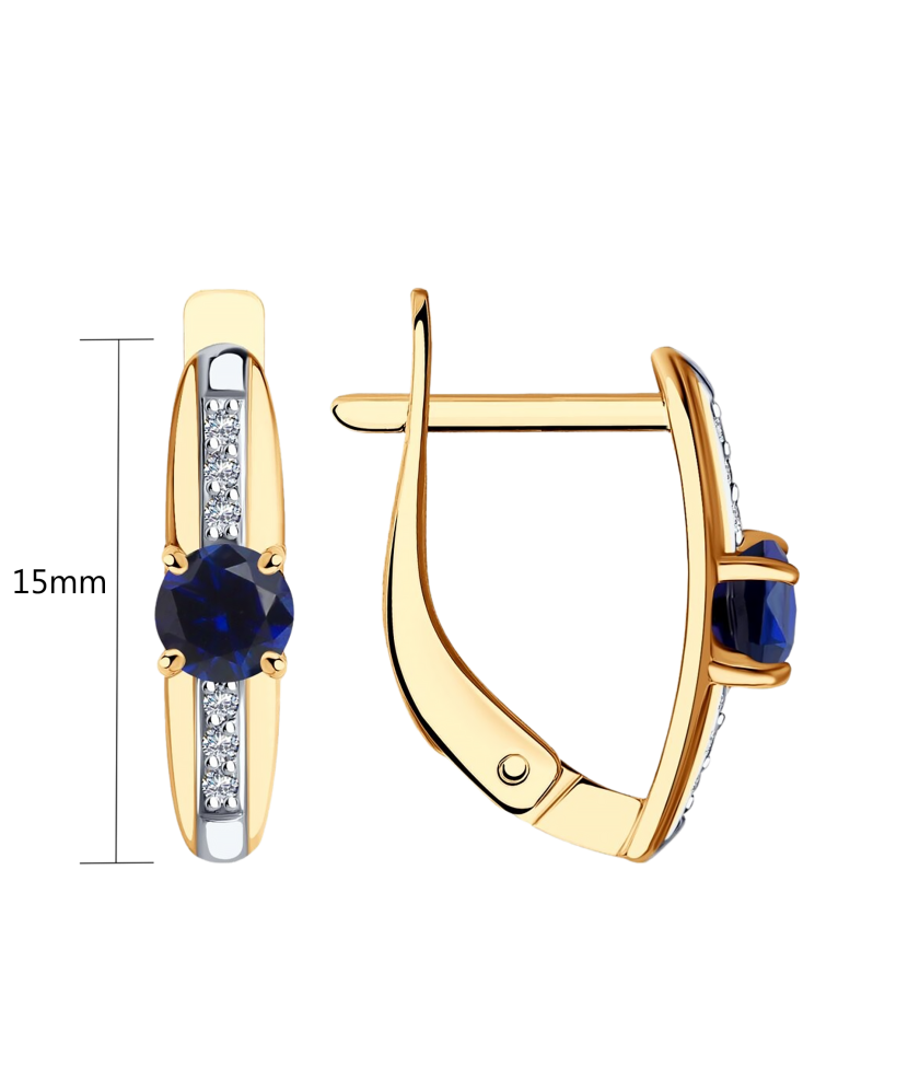 Auksiniai auskarai su korundais ir cirkoniais  - Goldinga