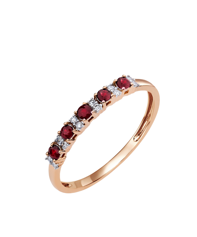 Auksinis žiedas su rubinais ir briliantais  - Goldinga