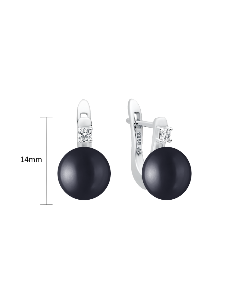 Sidabriniai Auskarai Su Perlais ir cirkoniais - Auskarai su perlais - Goldinga