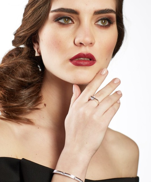 Sidabrinė apyrankė dengta auksu su cirkoniais - Sidabrinės apyrankės - Goldinga