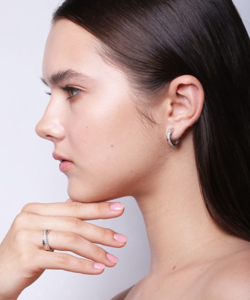 Sidabriniai auskarai dengti auksu su cirkoniais - Sidabriniai auskarai - Goldinga