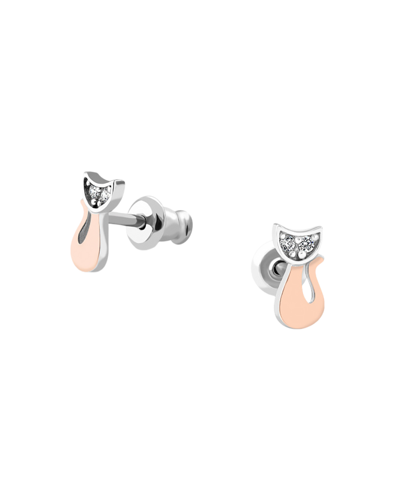 Sidabriniai auskarai dengti auksu su cirkoniais - Sidabriniai auskarai - Goldinga