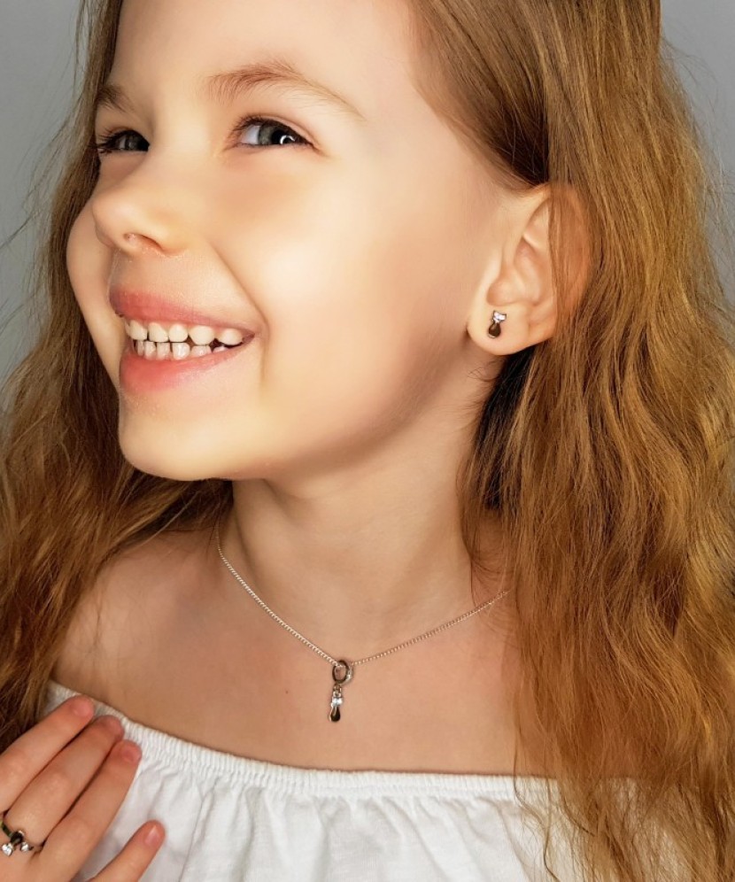 Sidabriniai auskarai dengti auksu su cirkoniais - Sidabriniai auskarai - Goldinga