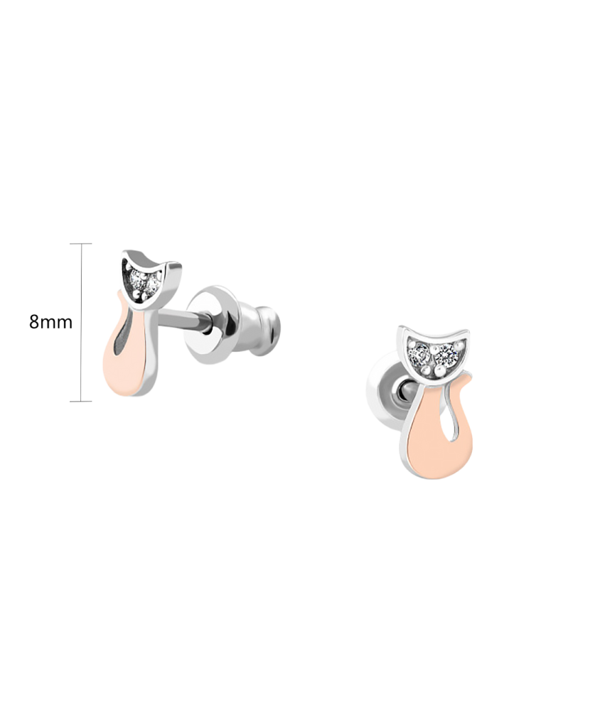 Sidabriniai auskarai dengti auksu su cirkoniais - Sidabriniai auskarai - Goldinga