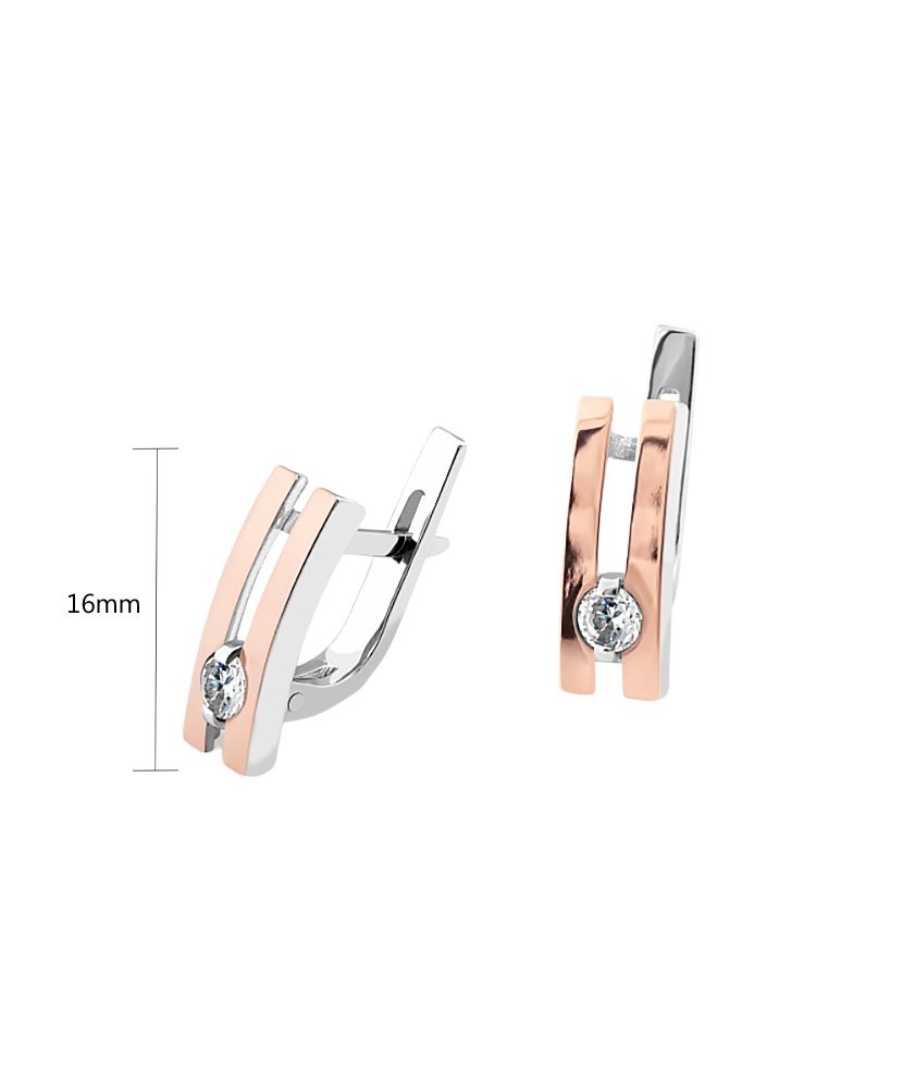 Sidabriniai auskarai dengti auksu su cirkoniais - Sidabriniai auskarai - Goldinga