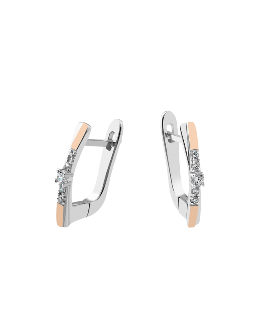 Sidabriniai auskarai dengti auksu su cirkoniais - Sidabriniai auskarai - Goldinga