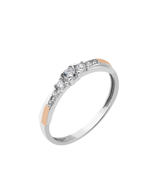 Sidabrinis žiedas dengtas auksu su cirkoniais - Sidabriniai žiedai - Goldinga