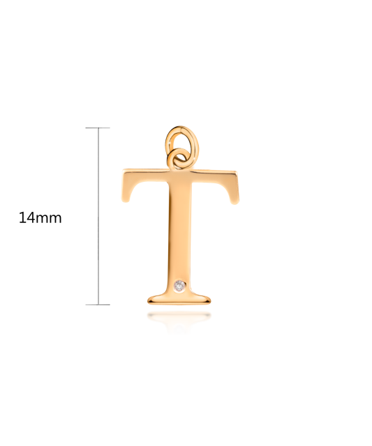 Auksinis pakabukas su deimantu raidė T - Pakabukai su brangakmeniais - Goldinga