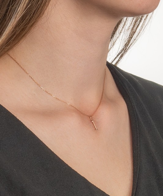 Auksinis pakabukas su deimantu raidė I - Pakabukai su brangakmeniais - Goldinga