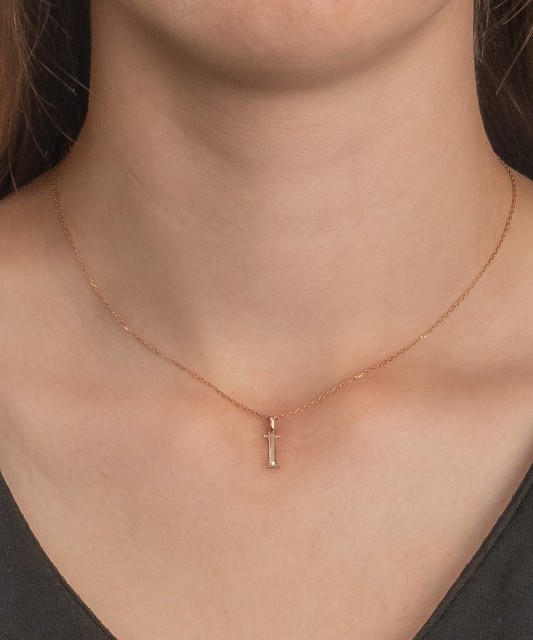 Auksinis pakabukas su deimantu raidė I - Pakabukai su brangakmeniais - Goldinga