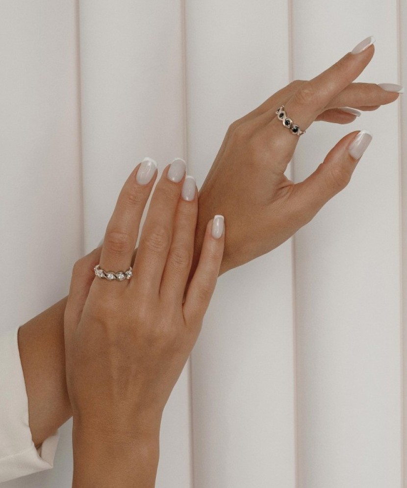 Sidabrinis žiedas dengtas auksu su cirkoniais - Sidabriniai žiedai - Goldinga