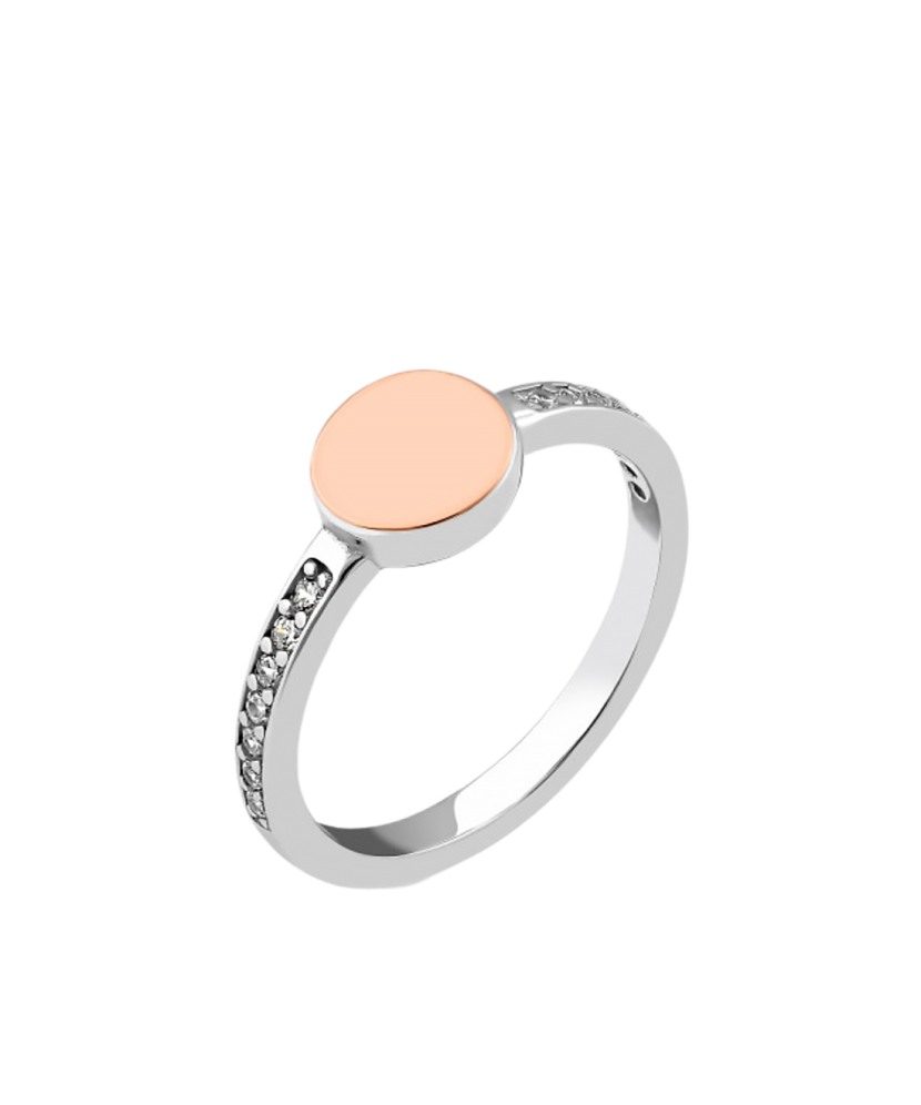 Sidabrinis žiedas dengtas auksu su cirkoniais - Sidabriniai žiedai - Goldinga