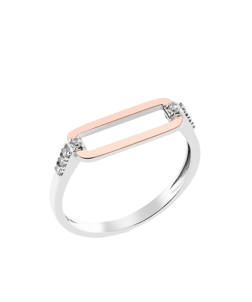 Sidabrinis žiedas dengtas auksu su cirkoniais - Sidabriniai žiedai - Goldinga