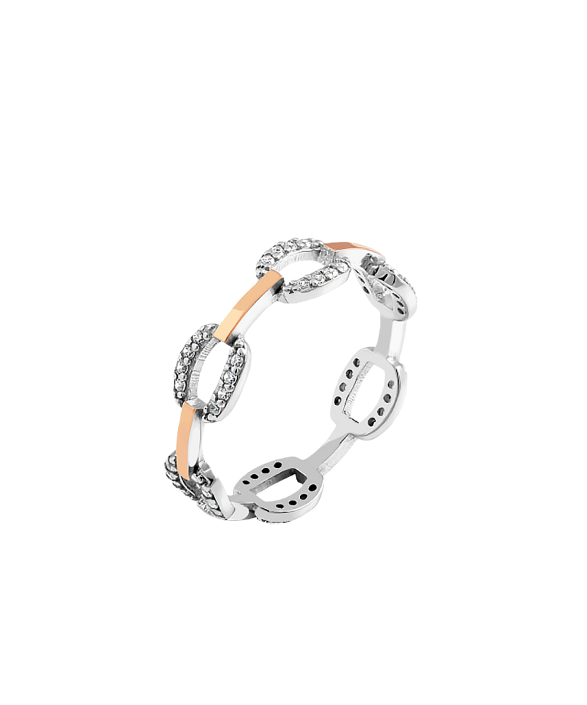 Sidabrinis žiedas dengtas auksu su cirkoniais - Sidabriniai žiedai - Goldinga