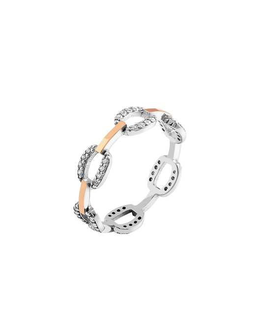 Sidabrinis žiedas dengtas auksu su cirkoniais - Sidabriniai žiedai - Goldinga