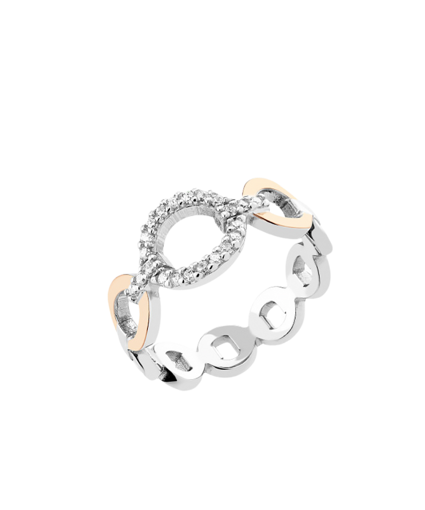 Sidabrinis žiedas dengtas auksu su cirkoniais - Sidabriniai žiedai - Goldinga