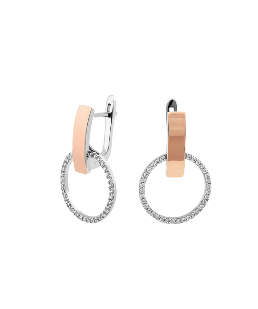 Sidabriniai auskarai dengti auksu su cirkoniais - Sidabriniai auskarai - Goldinga