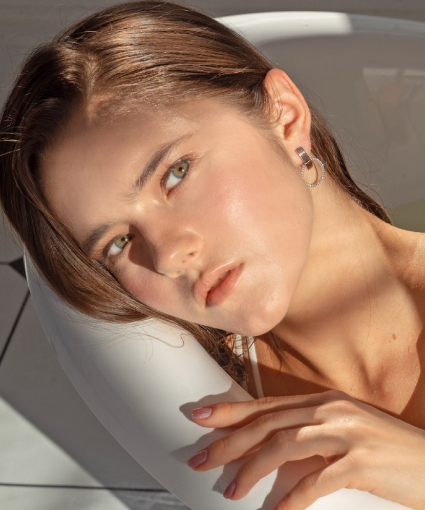 Sidabriniai auskarai dengti auksu su cirkoniais - Sidabriniai auskarai - Goldinga