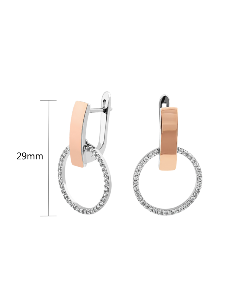 Sidabriniai auskarai dengti auksu su cirkoniais - Sidabriniai auskarai - Goldinga