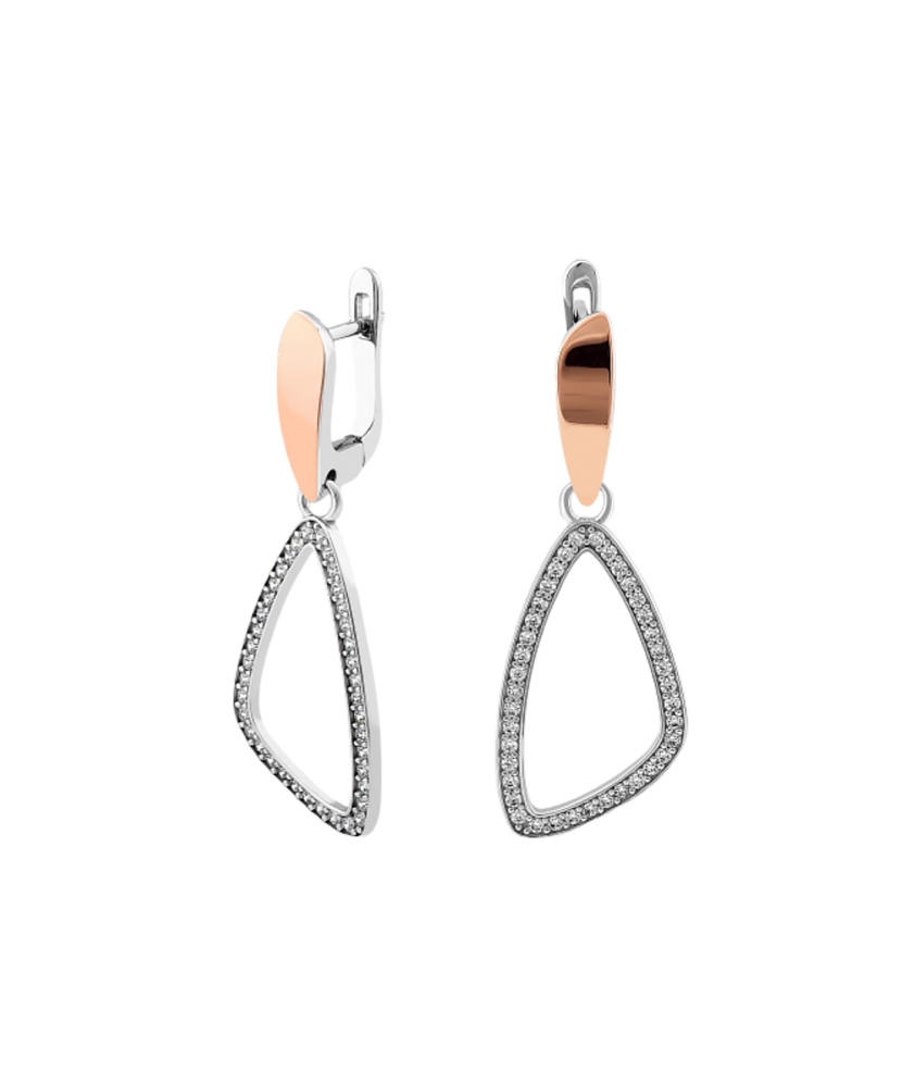 Sidabriniai auskarai dengti auksu su cirkoniais - Sidabriniai auskarai - Goldinga