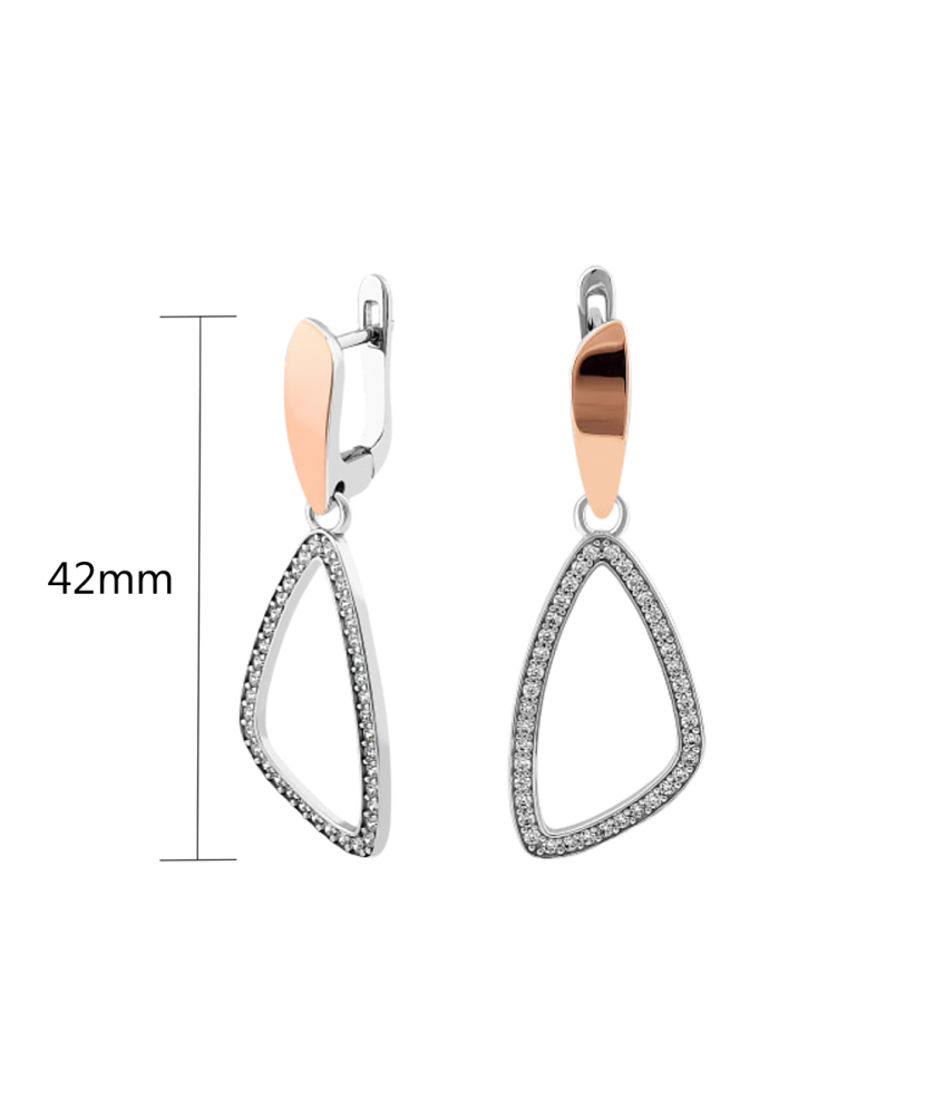 Sidabriniai auskarai dengti auksu su cirkoniais - Sidabriniai auskarai - Goldinga