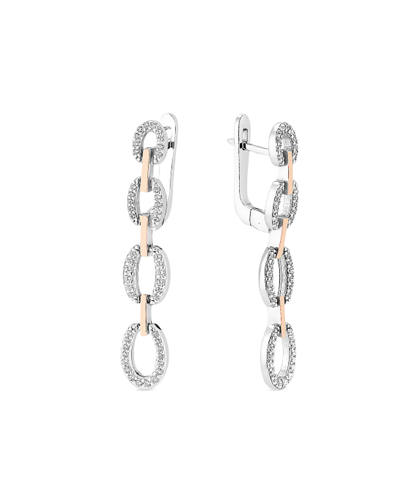 Sidabriniai auskarai dengti auksu su cirkoniais - Sidabriniai auskarai - Goldinga