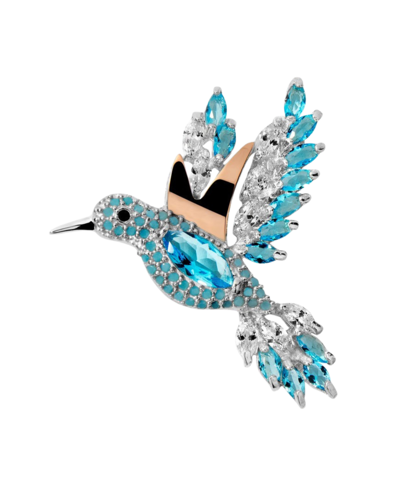 Sidabrinė sagė dengta auksu su alpanitais ir cirkoniais  - Goldinga