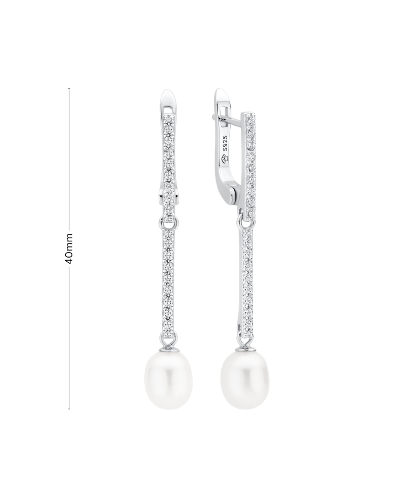 Sidabriniai auskarai su perlais ir cirkoniais  - Goldinga