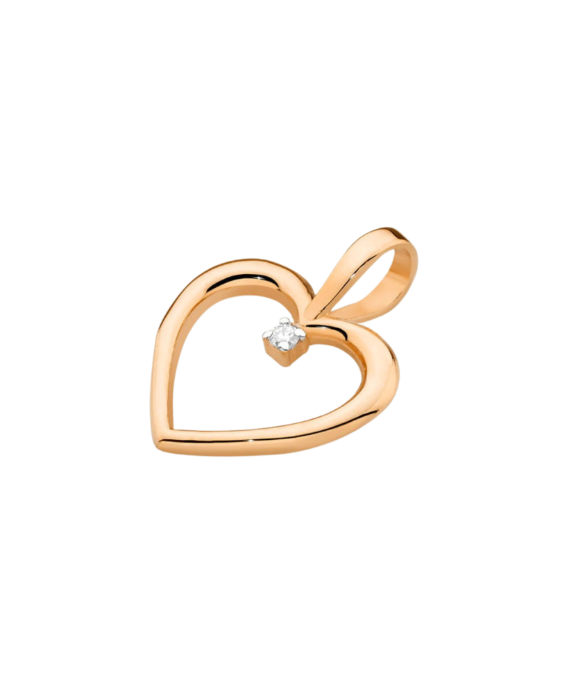 Auksinis pakabukas su deimantu "Širdelė" - Pakabukai su brangakmeniais - Goldinga