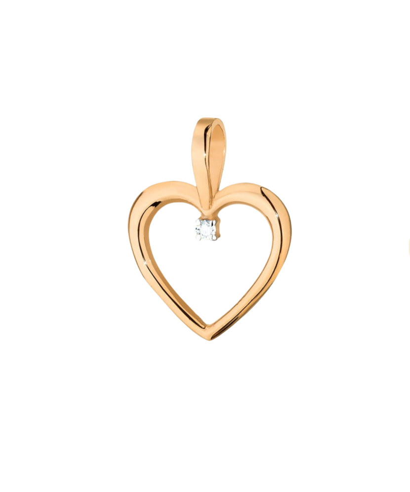 Auksinis pakabukas su deimantu "Širdelė" - Pakabukai su brangakmeniais - Goldinga