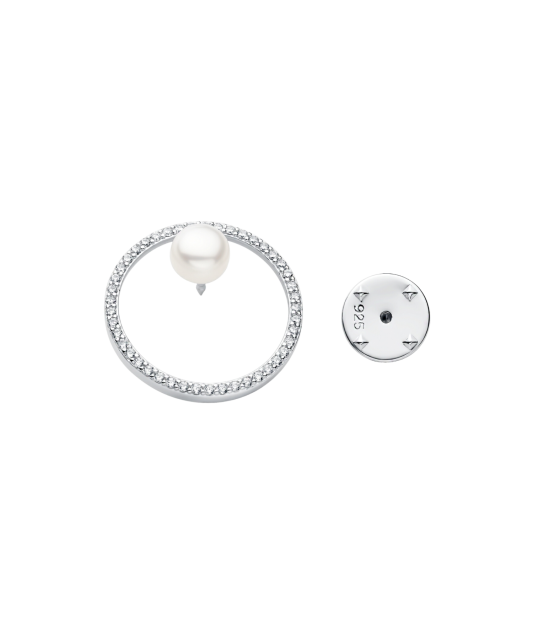 Sidabrinė sagė su perlu ir cirkoniais  - Goldinga