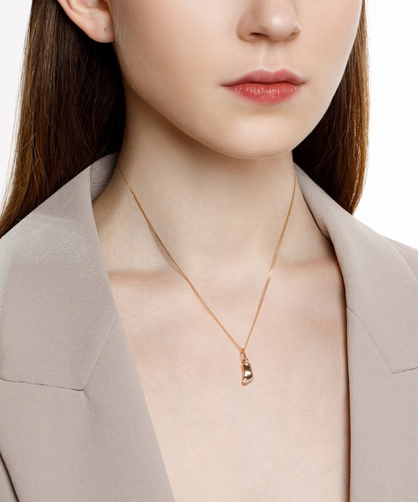 Auksinis pakabukas su cirkoniu "Pėdutė" - Auksiniai pakabukai - Goldinga