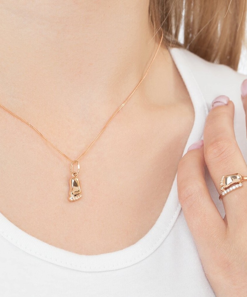 Auksinis pakabukas su cirkoniu "Pėdutė" - Auksiniai pakabukai - Goldinga