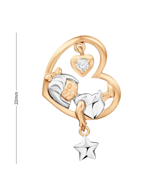 Auksinis pakabukas su cirkoniu "Mergaitė mėnulyje" - Auksiniai pakabukai - Goldinga