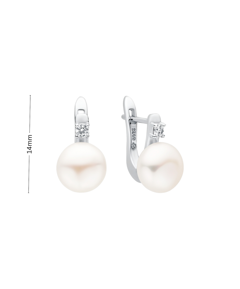 Sidabriniai Auskarai Su Perlais ir cirkoniais - Auskarai su perlais - Goldinga