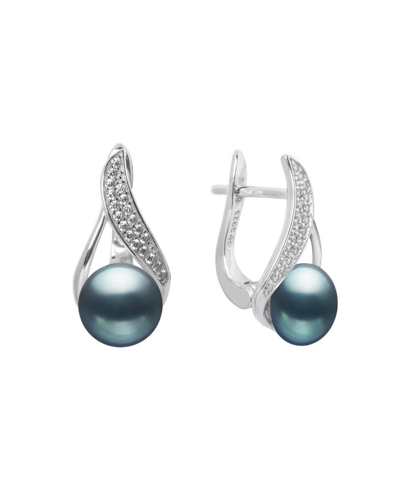 Sidabriniai auskarai su perlais ir cirkoniais  - Goldinga