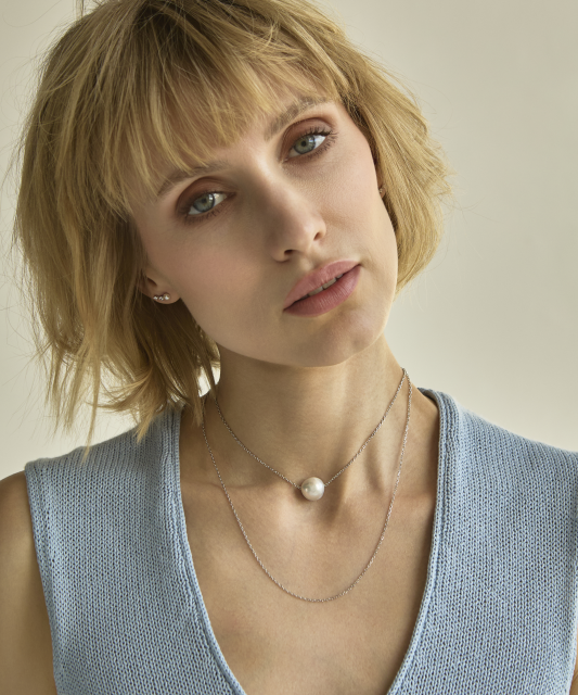 Sidabrinė grandinėlė su Kasumi perlu - Sidabrinės grandinėlės su pakabukais - Goldinga