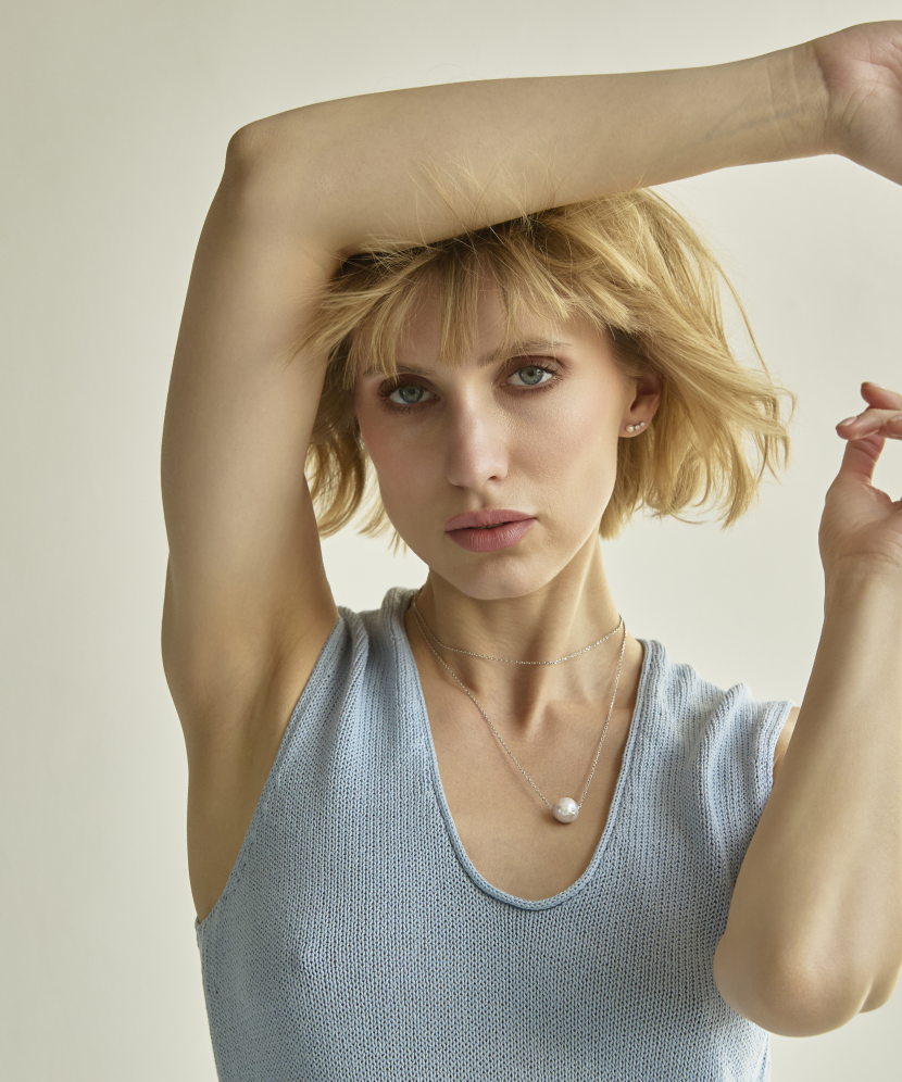 Sidabrinė grandinėlė su Kasumi perlu - Sidabrinės grandinėlės su pakabukais - Goldinga