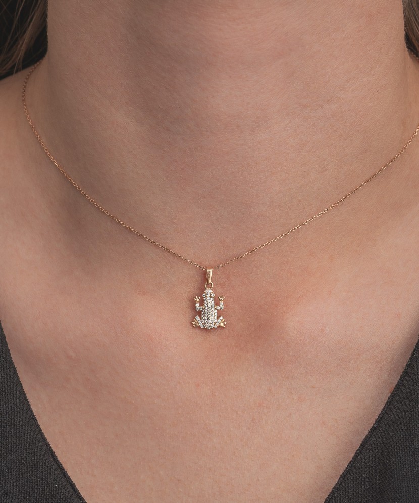 Auksinis pakabukas su cirkoniais "Varlytė" - Auksiniai pakabukai - Goldinga