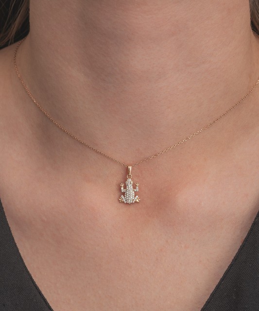 Auksinis pakabukas su cirkoniais "Varlytė" - Auksiniai pakabukai - Goldinga