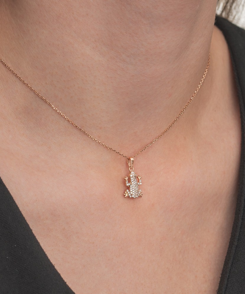 Auksinis pakabukas su cirkoniais "Varlytė" - Auksiniai pakabukai - Goldinga