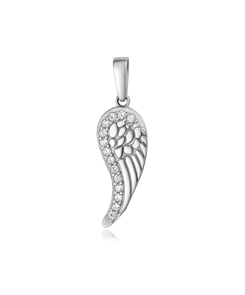 Balto aukso pakabukas su cirkoniais "Angelo sparnas" - Auksiniai pakabukai - Goldinga