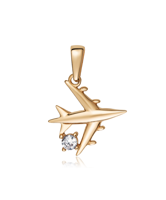 Auksinis pakabukas su cirkoniais "Lėktuvas" - Auksiniai pakabukai - Goldinga