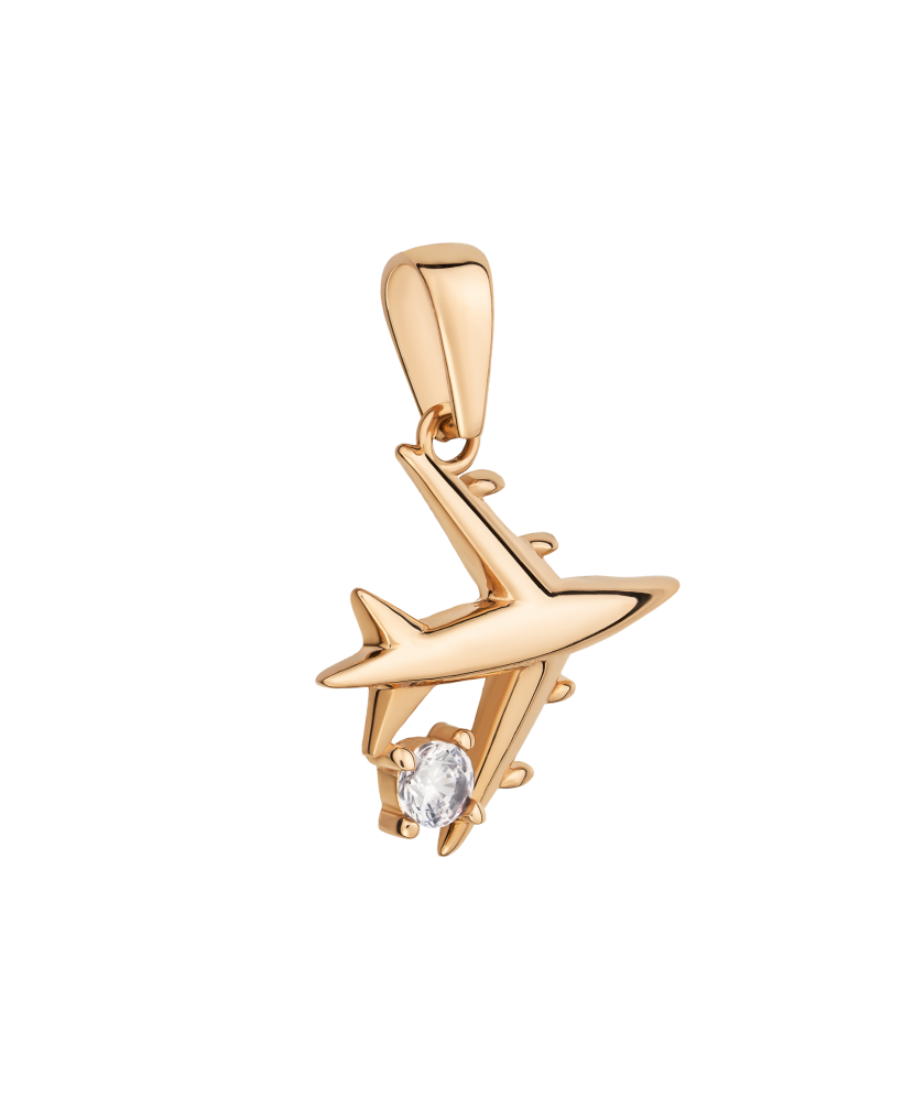 Auksinis pakabukas su cirkoniais "Lėktuvas" - Auksiniai pakabukai - Goldinga