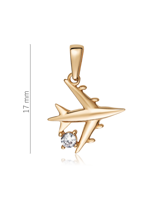 Auksinis pakabukas su cirkoniais "Lėktuvas" - Auksiniai pakabukai - Goldinga