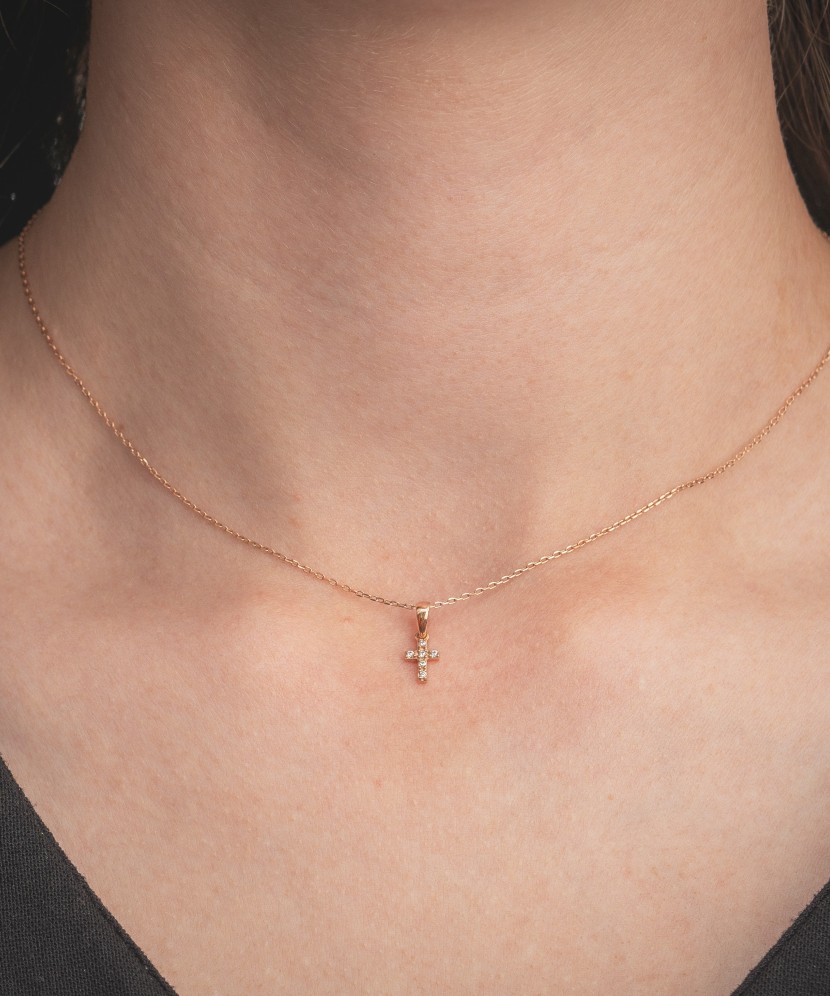 Auksinis pakabukas su cirkoniais "Kryželis" - Kryželiai ir ikonos - Goldinga