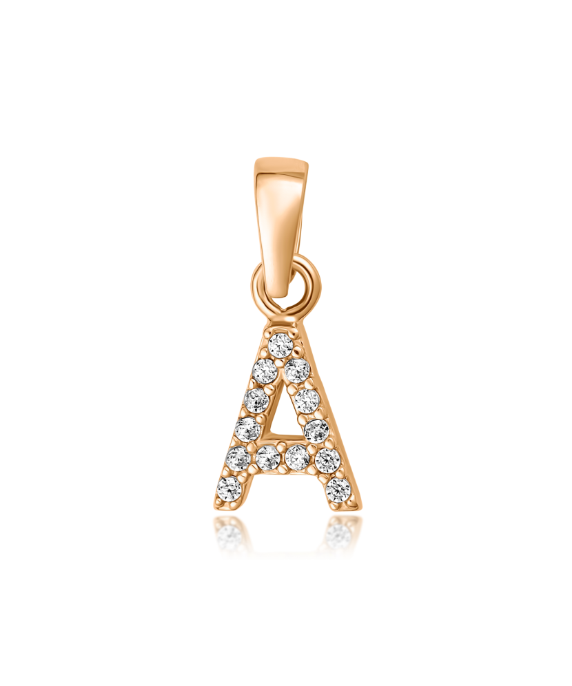 Auksinis pakabukas su cirkoniais raidė A - Auksiniai pakabukai - Goldinga