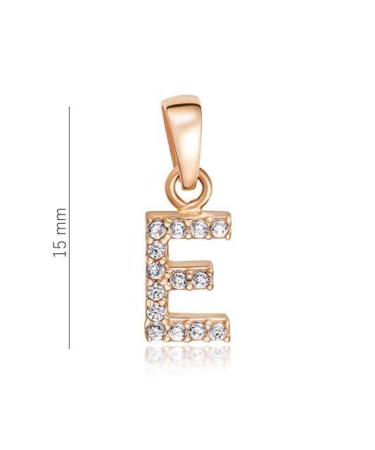 Auksinis pakabukas su cirkoniais raidė E - Auksiniai pakabukai - Goldinga