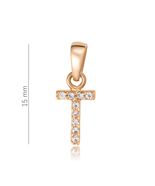 Auksinis pakabukas su cirkoniais raidė T - Auksiniai pakabukai - Goldinga