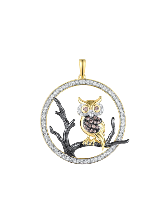 Paauksuotas sidabrinis pakabukas su cirkoniais - Sidabriniai pakabukai - Goldinga